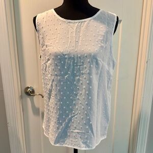 Shein Sleeveless Top, M, White, Semi-sheer